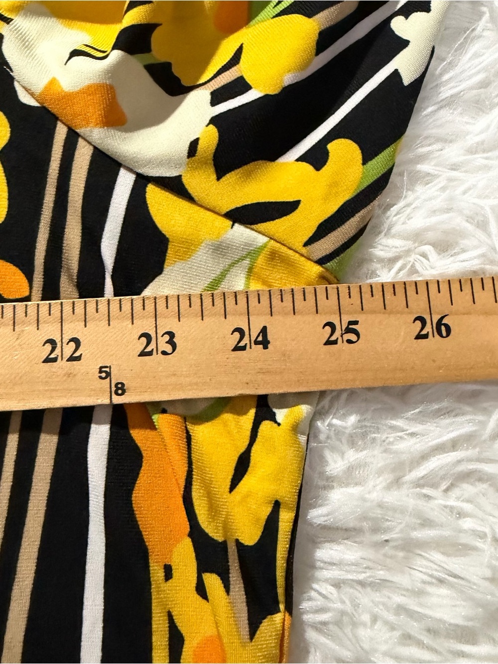 Bob Mackie Wearable Art Womens 1X Floral Stripe Tunic Top Yellow 3/4 Sleeve NWT - Picture 5 of 8